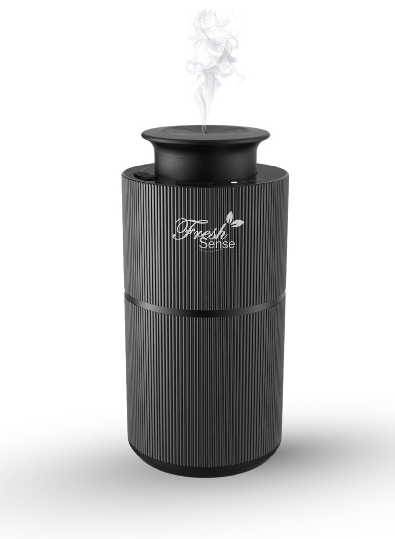 Fresh Sense Car Scent Deluxe - Portable Luxury Aroma Oil Diffuser - 20ml Capacity - Rechargeable Battery - Premium Ribbed Aluminum Body - Black - Image 1